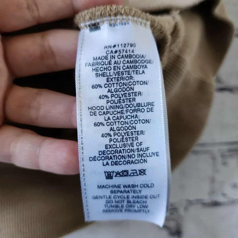 True Religion Men's XL Arch TR Taping Pull Hoodie Tan Beige Logo Tape 54937-00